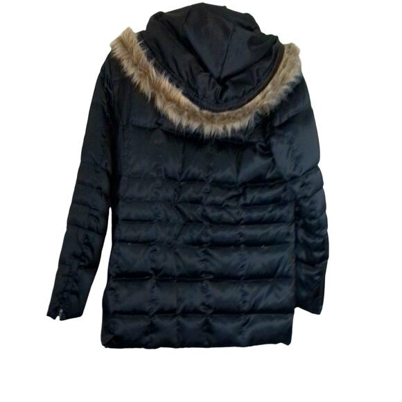 Vintage Style & Co Black Faux Fur Puffer Jacket Coat Detachable Hood Size Medium - Picture 2 of 9